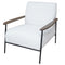 Libra Foundry Pale Grey Upholstered Armchair With Wooden Arm And Steel Frame